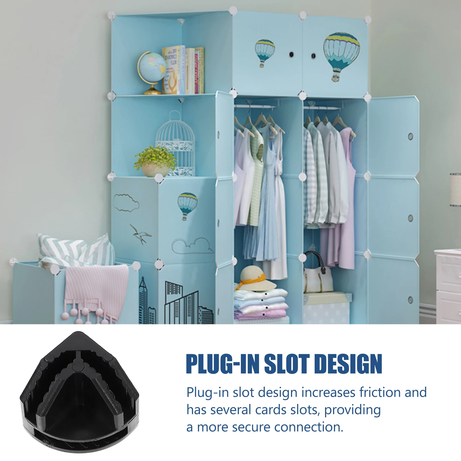 

20 Pcs Cube Connectors Storage Organizer Clips Black White ABS Durable Modular Shelves Wardrobe Shoe Cabinet Flower Rack Pet