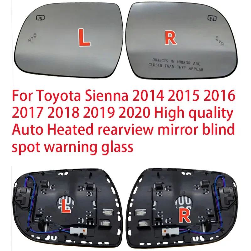 For Sienna Toyota 2014 2015 2016 2017 2018 2019 2020 High quality Auto Heated rearview mirror blind spot warning glass