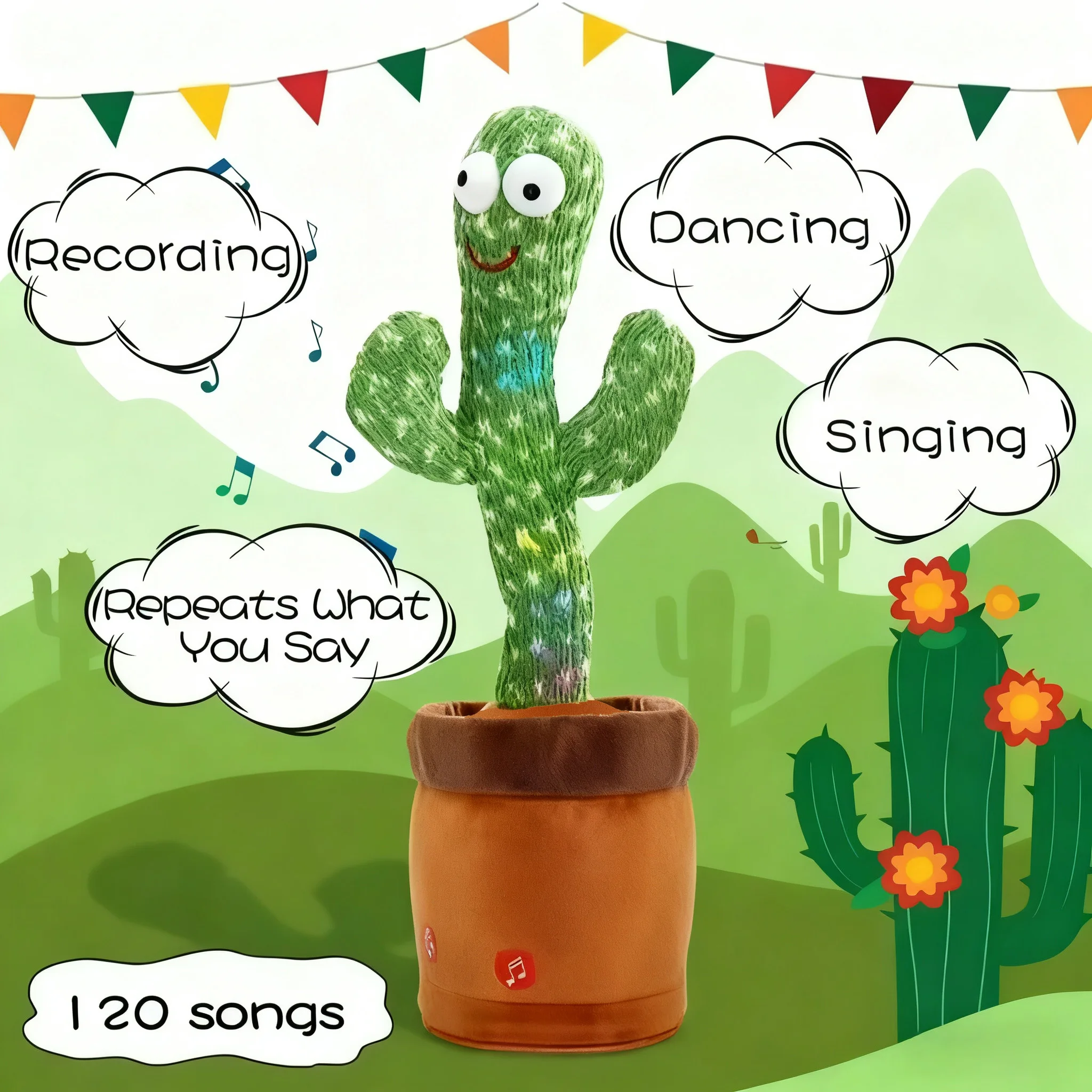 Nuevos juguetes interactivos de Cactus bailando para niños, bebés, niños y niñas, diversión, canto, grabación imitada, Cactus repetido, regalos para bebés
