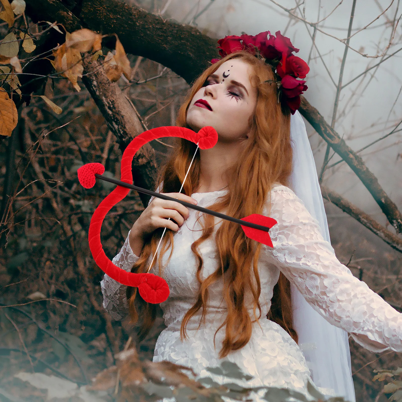 

1Set Valentine Cupid Costume Accessories Kit Heart Bow Arrow Set Glasses Valentines Day Photo Props Party Supplies