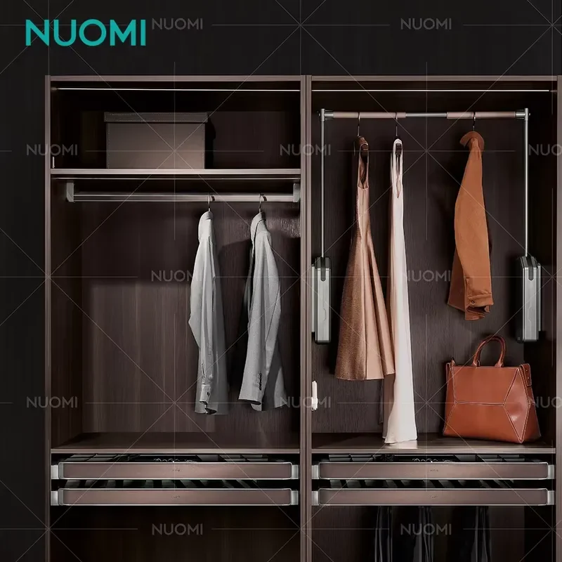 NUOMI HERA Wardrobe Hardware Accessories Smart Electric Lift Hanger Clothes Rack Rod Metal Soft Close Rail Pull Down Lift