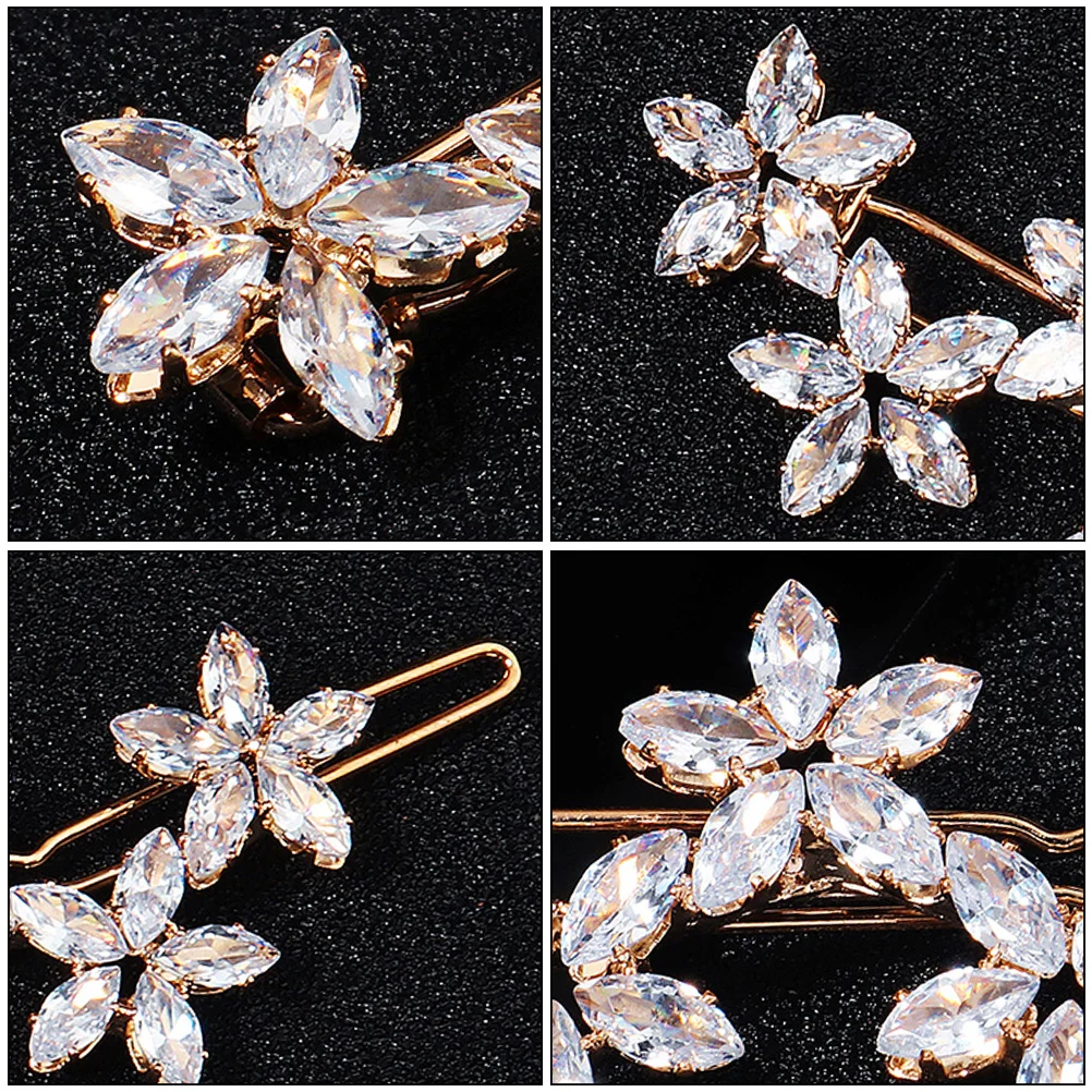 

Crystal Zirconia Hair Clip Women Headdress Girl Hairpin Elegant Accessories Lightweight Flower Design Hair Bang Clamp Decor
