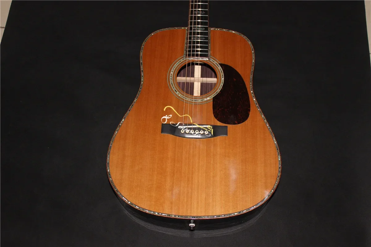 free shipping handmade cedar guitar all solid wood dreadnought guitar professional customize acoustic electric guitars