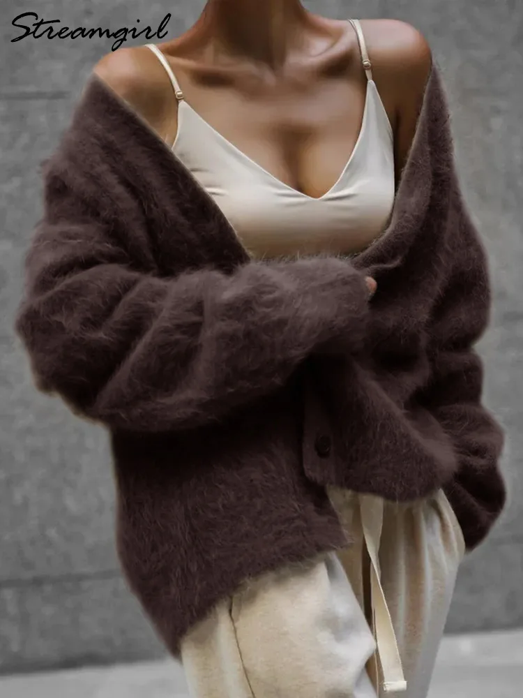 

кардиган женский, шуба женская, Коричневый толстый кардиган, куртки для женщин, свободный оливково-зеленый кардиган, роскошный зимний трикотаж, женский кардиган большого размера с имитацией норки