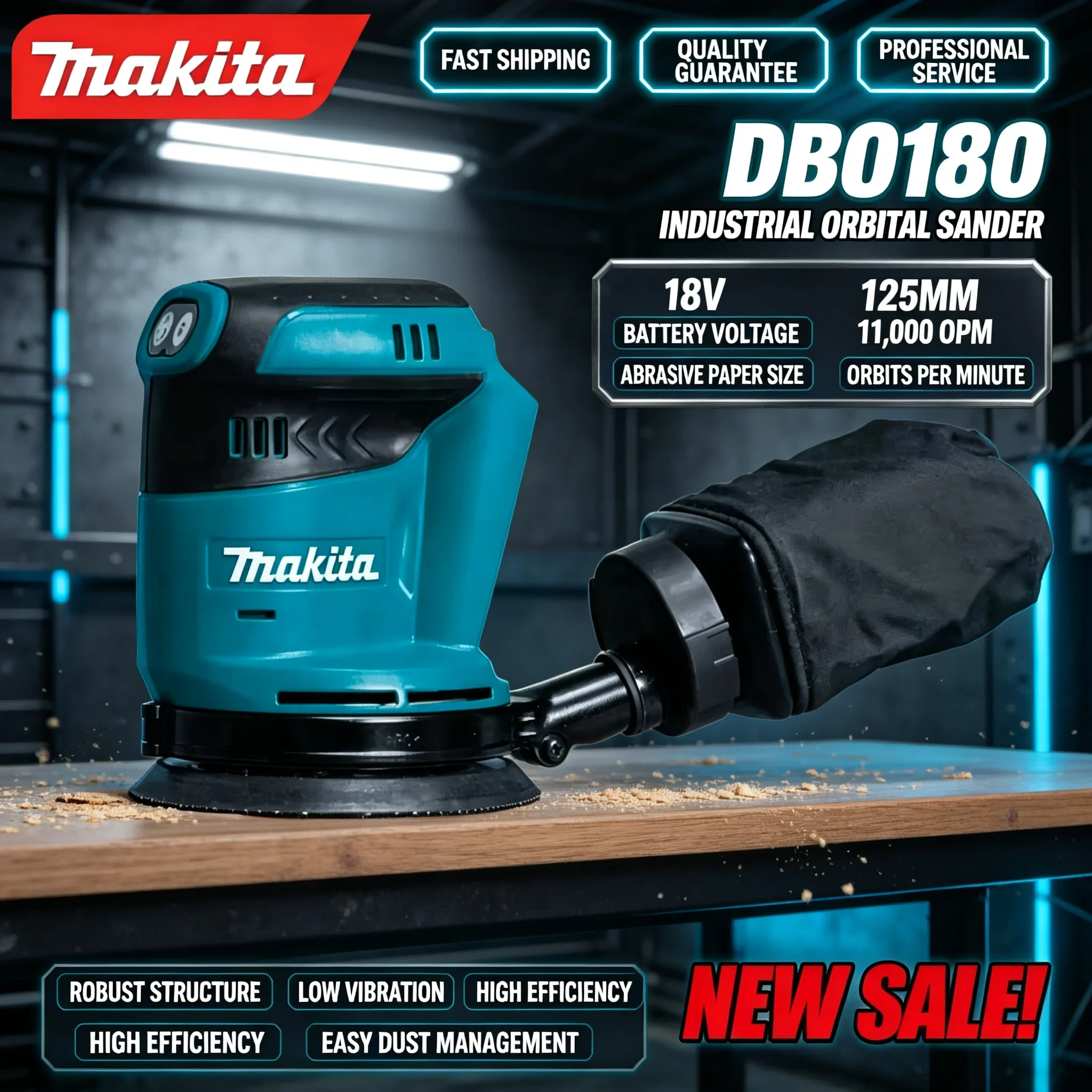 Makita DBO180Z 18V Brushless Cordless Disc Sander Random Orbital for Woodworking Sanding Putty Polishing Bare Tool 2026