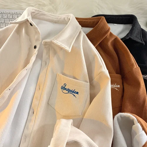 따뜻한 셔츠 청소년 겨울 긴팔 루즈핏 따뜻한 두꺼운 코듀로이 루즈핏 셔츠 남방 상의 셔츠 남방 상의 셔츠 