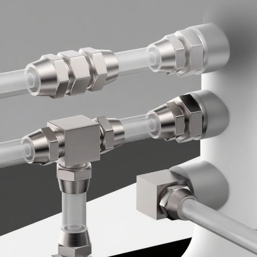 3 buah kit konektor cepat alat kelengkapan pipa tembaga berlapis nikel siku lurus dan tee untuk koneksi yang mudah dan kokoh