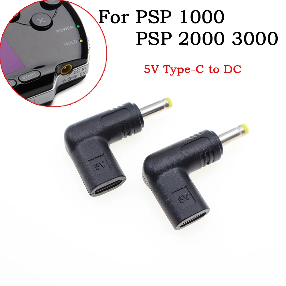 1-5pcs  5V Type-C to DC Power Charging Converter Adapter Plug For PSP1000/2000/3000 Console USB C Charger Adapter DC IN