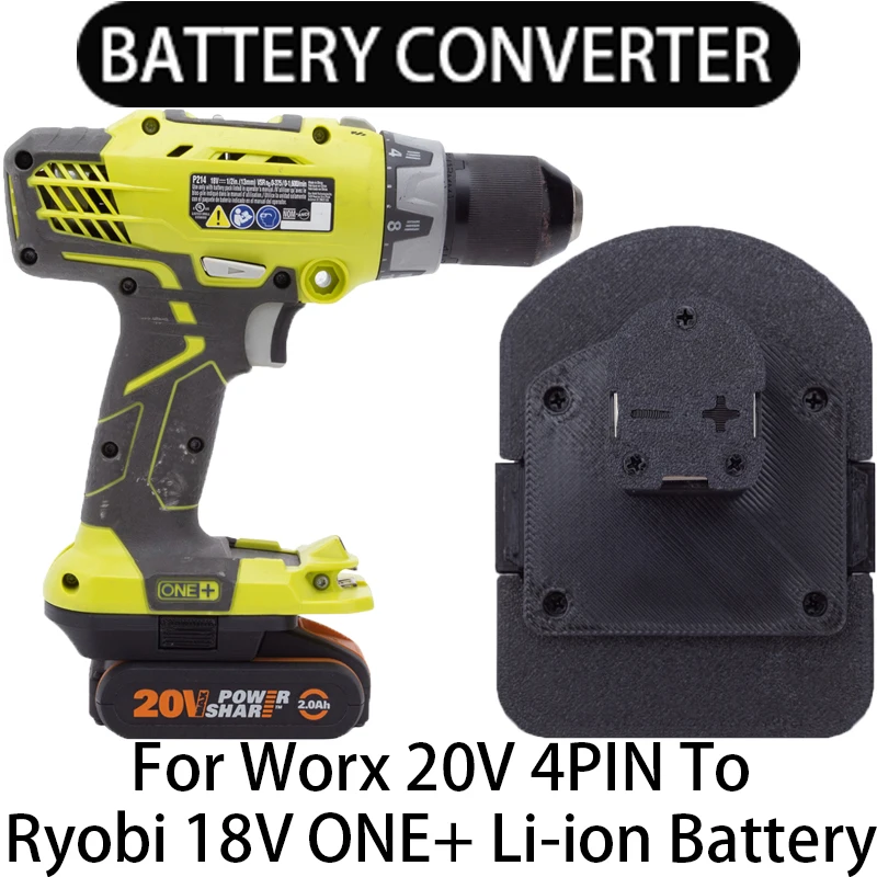 

Adapter for Ryobi 18V ONE+ Li--ion tools to convert to Worx 20V 4PIN Li--ion battery adapter WA3551.1/WA3561/WA3516