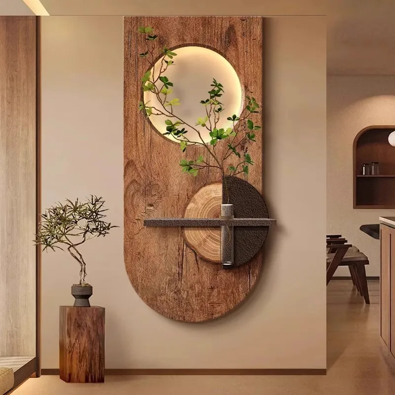 Vintage Art Mid Century Botanical Hydroponic Plant Canvas Wood LED Wall Light Entryway Corridor Home Decor Novelty New Energy