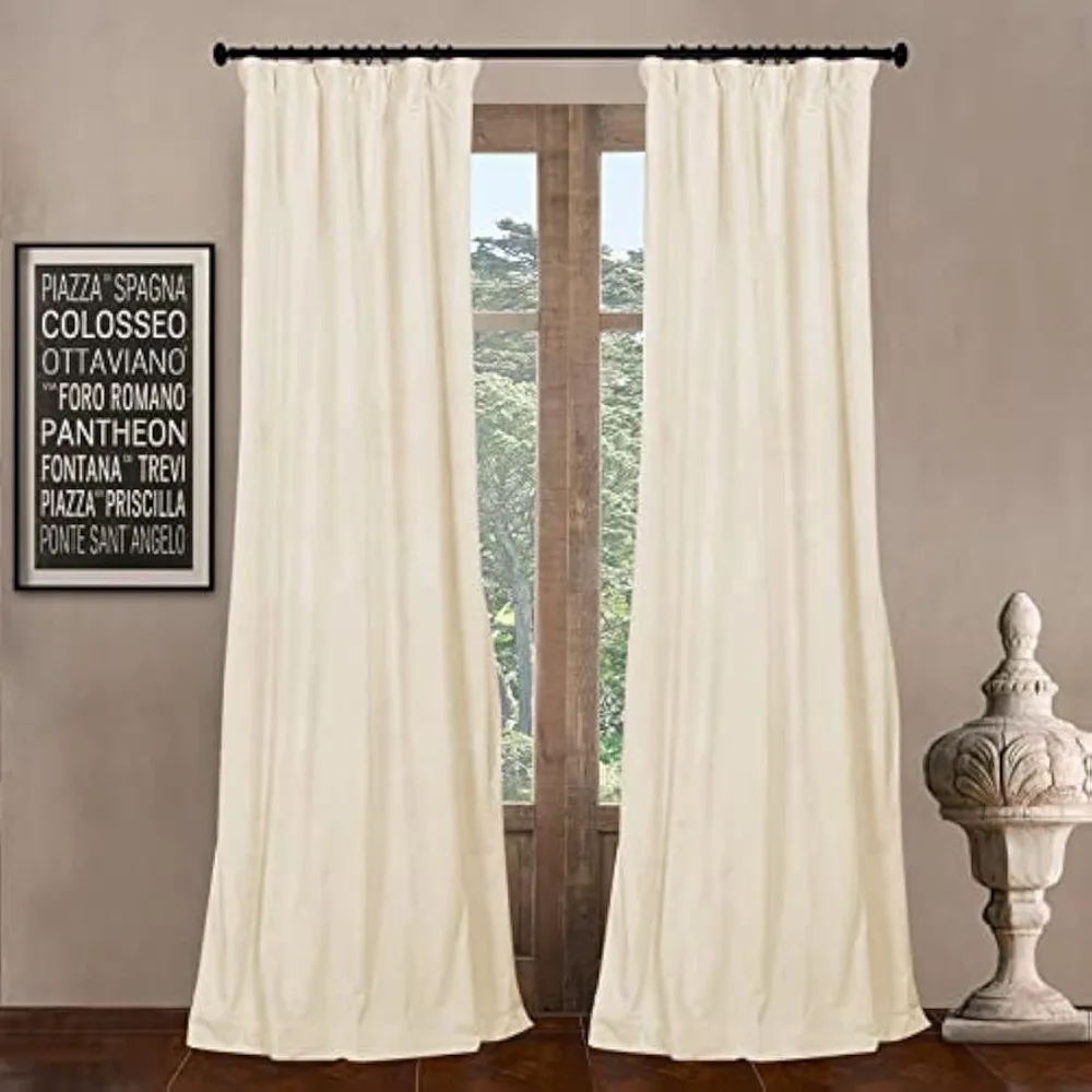 

Pinch Pleated Lined Blackout Curtains 96 inches Long, Luxury Velvet Weighted Thermal Window Curtains Panels Drapes, 42" W x 96"