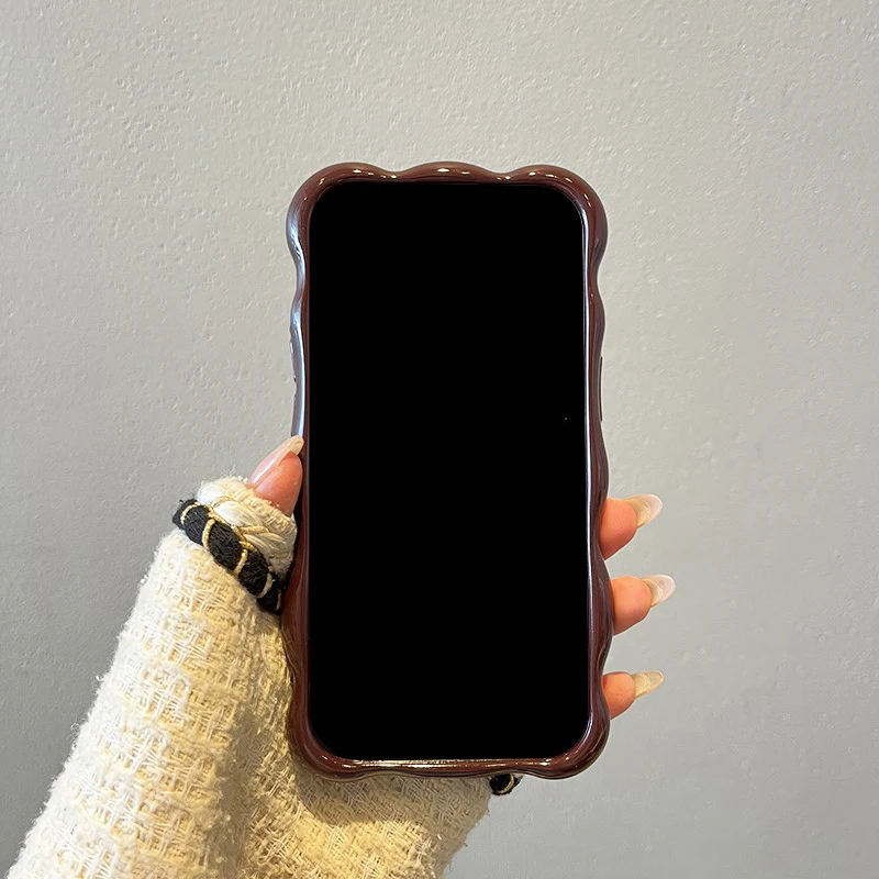 Weinrotes, glänzendes Handycover mit Wellenmuster für iPhone 16, 18 Pro Max, 17 Air, 15, 13, 14, 12, 11, 16 Plus, stoßfestes TPU-Handyhülle. – Detail 13