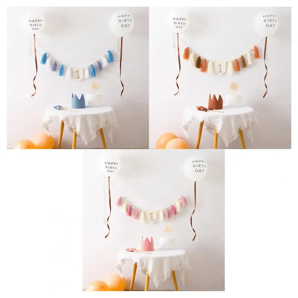 High Chair Birthday Party Decoration Baby Birthday Flag Decoration Boho 1st Birthday High Chair Banner Tassel for Girl for Kids