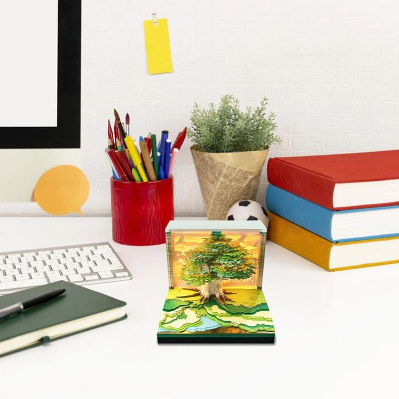 2025 Taiwan Calendar Tree House Paper Sculpture Calendar, Creative Gift, 3D Hollow Convenience Sticker