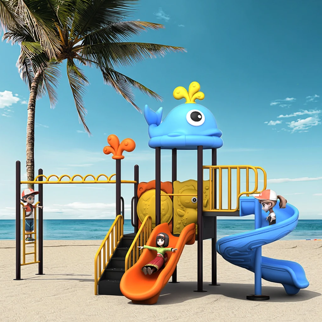 

Ocean-themed Large Outdoor Slide Equipment for Children, and Plastic Slide Facilities for Parks, Playgrounds and Kindergartens