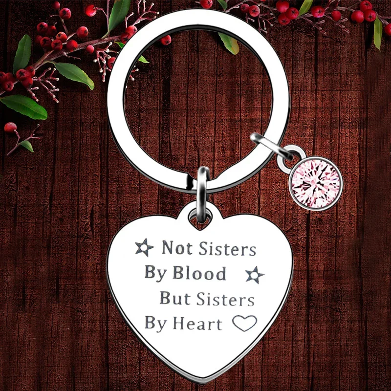 Charm Not Sisters By Blood But Sisters By Heart Keychain Pendant Angel Wings Heart Key Chain Friendship BFF Best Friends Gifts