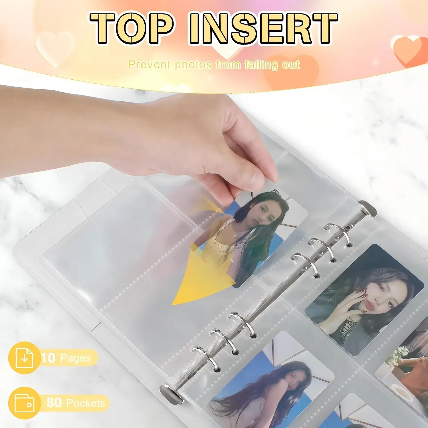 Kpop Photocard Binder, PU Leather A5 Photocard Holder with 10 Pockets,4 Photo Style Photo Card Album Trading Cards Organizer