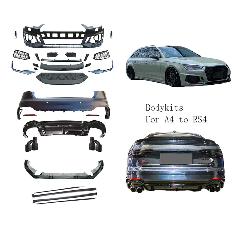 

Оптовая продажа передних и задних автомобильных бамперов, боковая юбка для губ для S A4 B8 B9 2017-2020, модификация комплекта кузова RS4