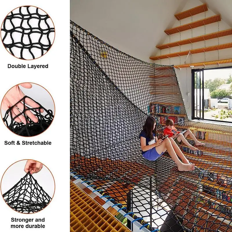 Outdoor Children Climbing Net Double Layers Net Physical Training Climbing Net Child Playground Swing Hanging Step Ladder