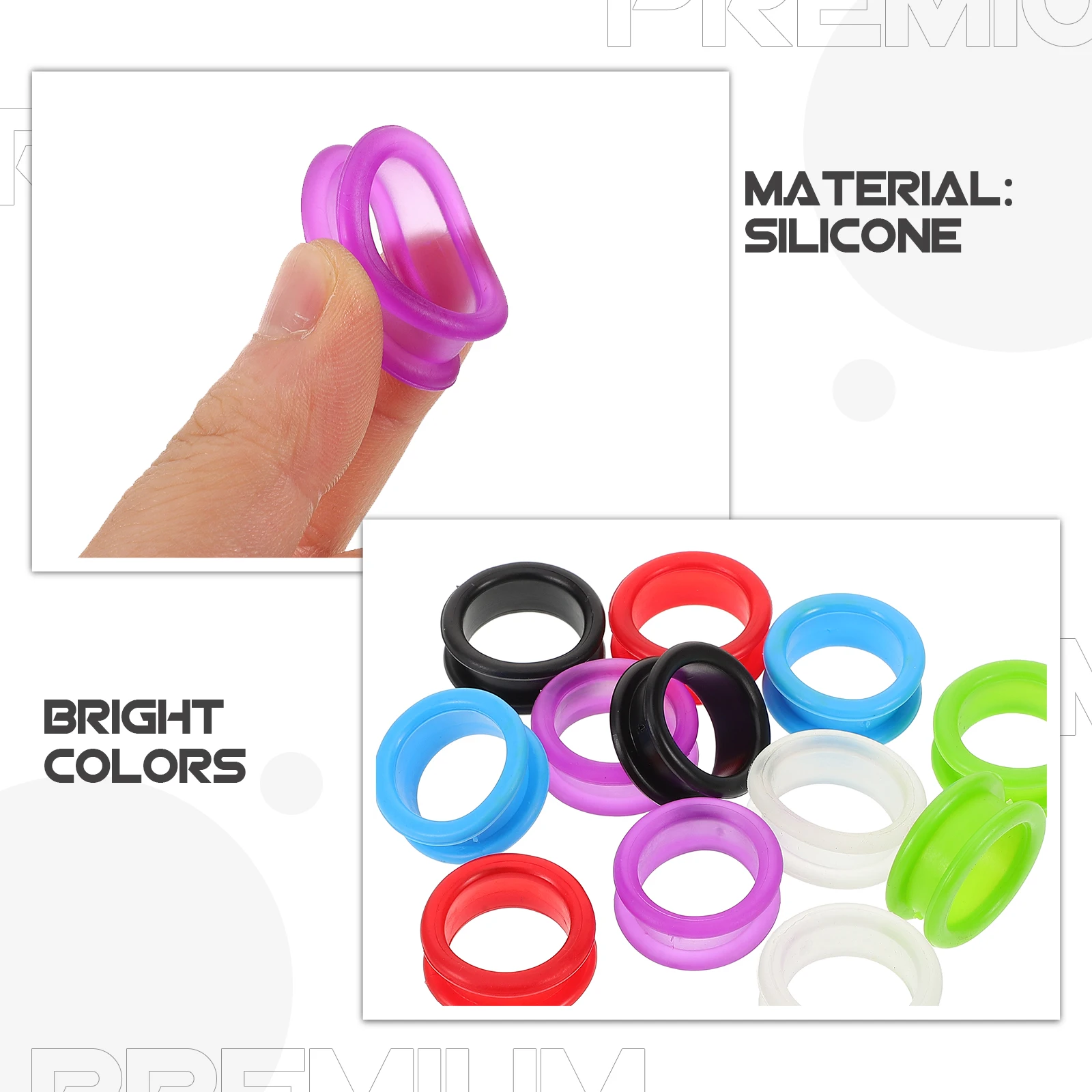 

12 Pcs Scissor Silicone Finger Rings Inserts Colorful Grooming Purple Red Blue Green White Gardening