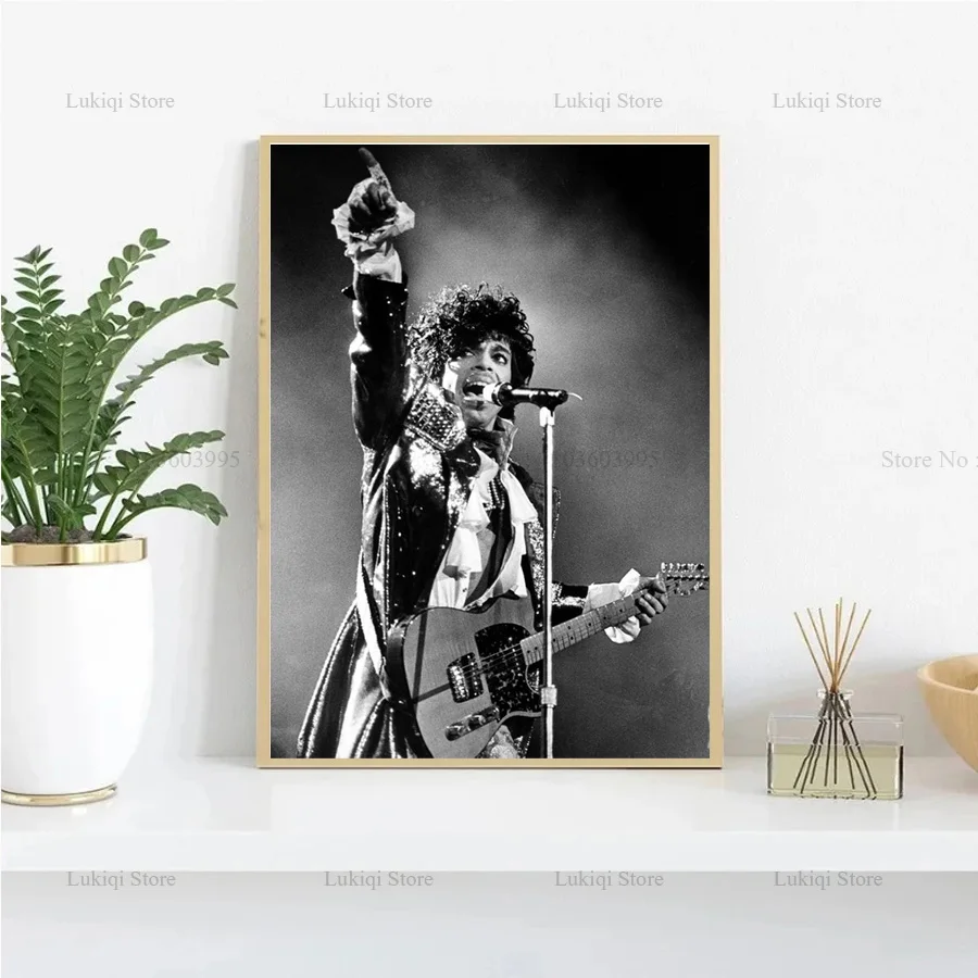 Poster Prints Black White Prince Rogers Nelson Rock Music Singer Star Canvas Painting Wall Art Picture Living Room Home Decor