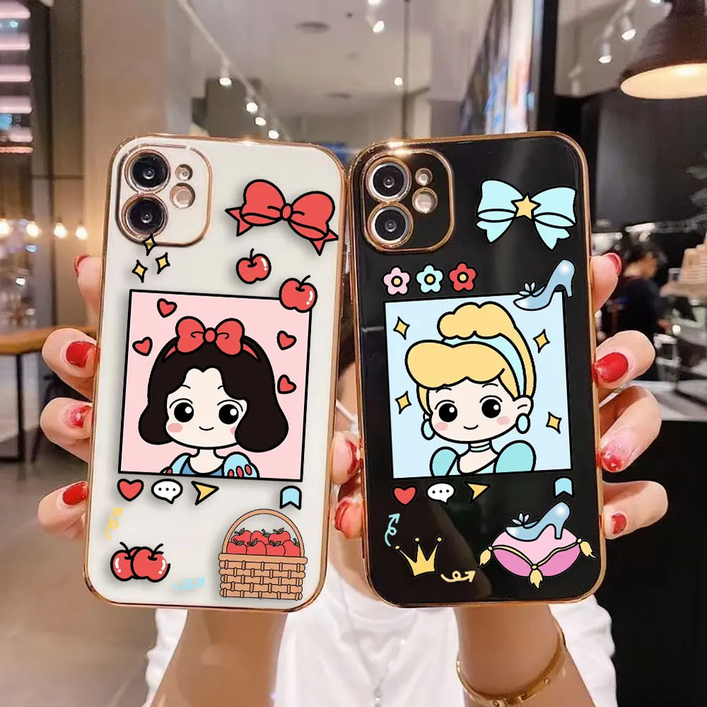 Cover Smooth E-TPU Phone Case For iPhone 15 14 13 12 11 X XS Pro Max 8 7 SE 6S 6 Plus Mini Case Princess Cinderella Snow White