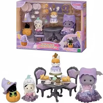 Sylvanian Families 애니메이션 피규어 할로윈 서프라이즈 파티 세트 인형 무리 장식 모델 장난감, 방 장식품, 생일 선물 