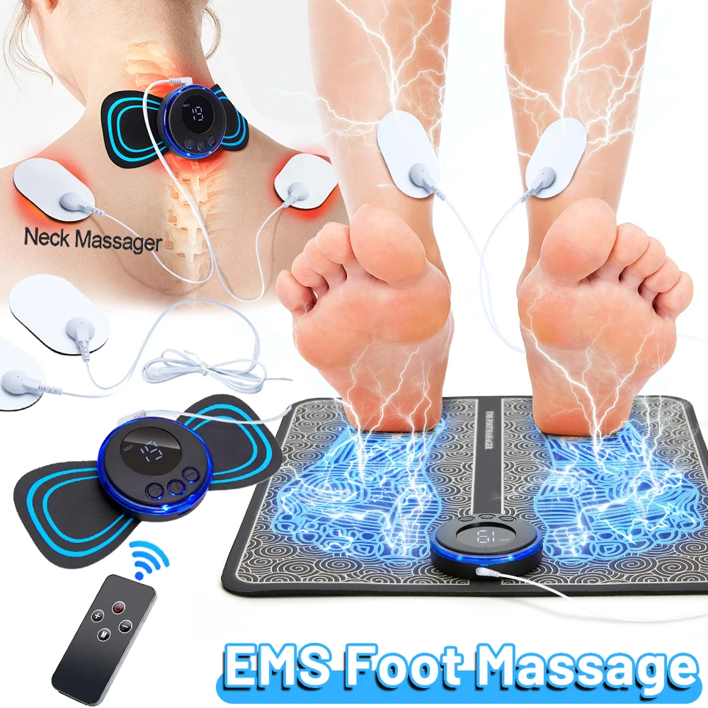 Electric EMS Foot Massager Pad Pulse Acupuncture Point Pen Feet Massage Mat Muscle Stimulation Device Relief Pain Relax Tools