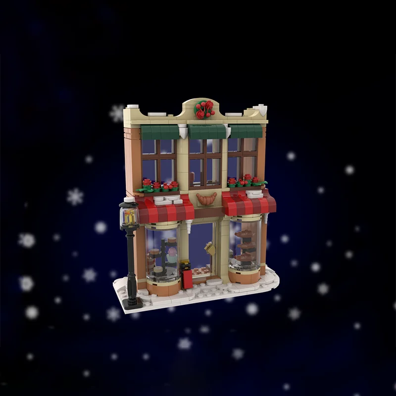 MOC سلسلة عيد الميلاد مدينة شارع المشهد العمارة الشتاء سنو هاوس DIY بناء الالعاب العملاقة هدية عيد الأطفال #6