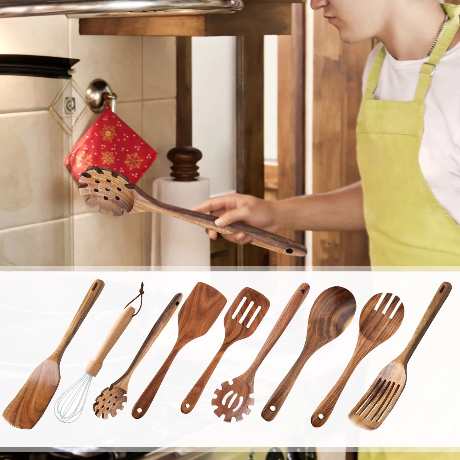 2024 New Natural Teak Kitchen Utensils Kitchen Utensils Kitchen Wooden Cooking Utensils Wooden Utensils Natural Teak Cooker