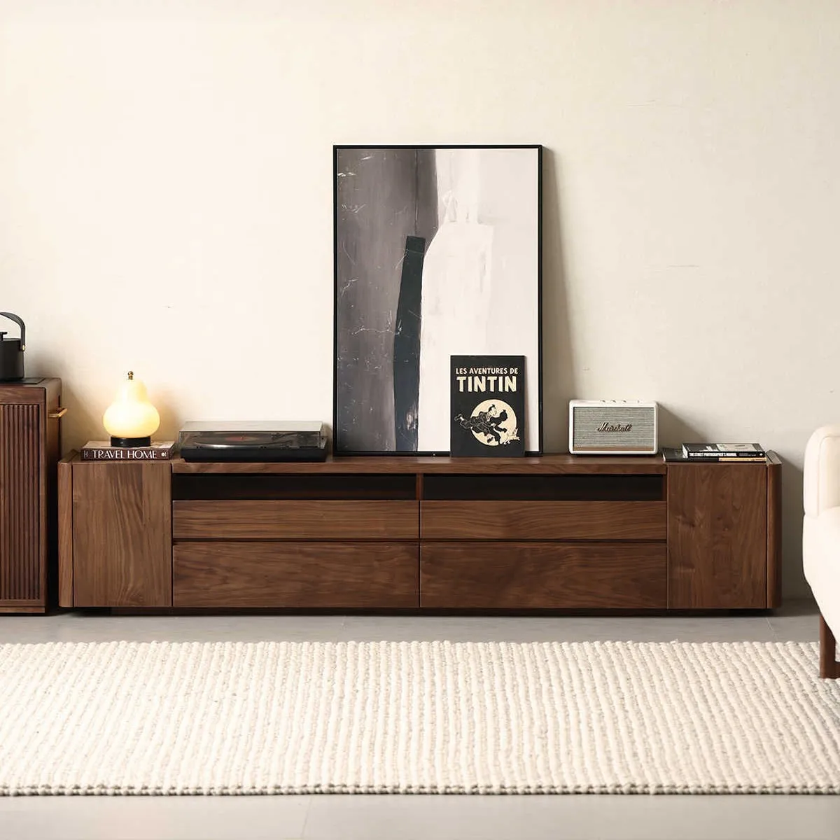 

North America, black walnut, TV cabinet, all solid wood, floor, living room, home, modern, simple