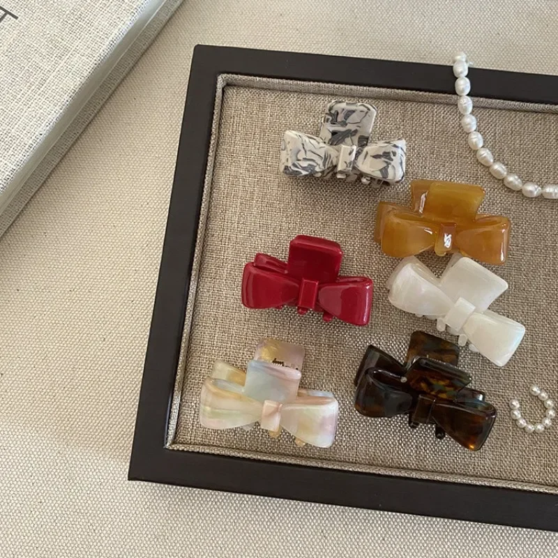 

Korean Acetate Hair Claw Clip - Small Love Bow Princess Hairpin, Women's Side Bangs Clip, Elegant Non-Slip Grip Hair Accessory