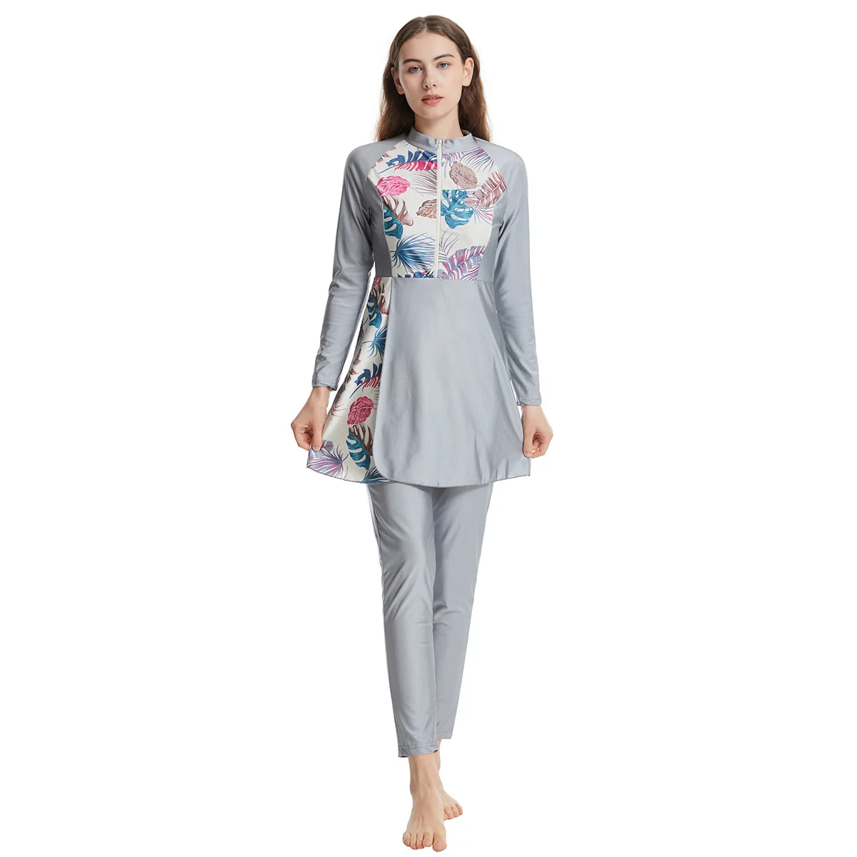 Women's Clothing Muslim Fashion Muslim Swimwears Conservative Patchwork Swimsuit​ High Strecth Swiming Suit Beach style Summer