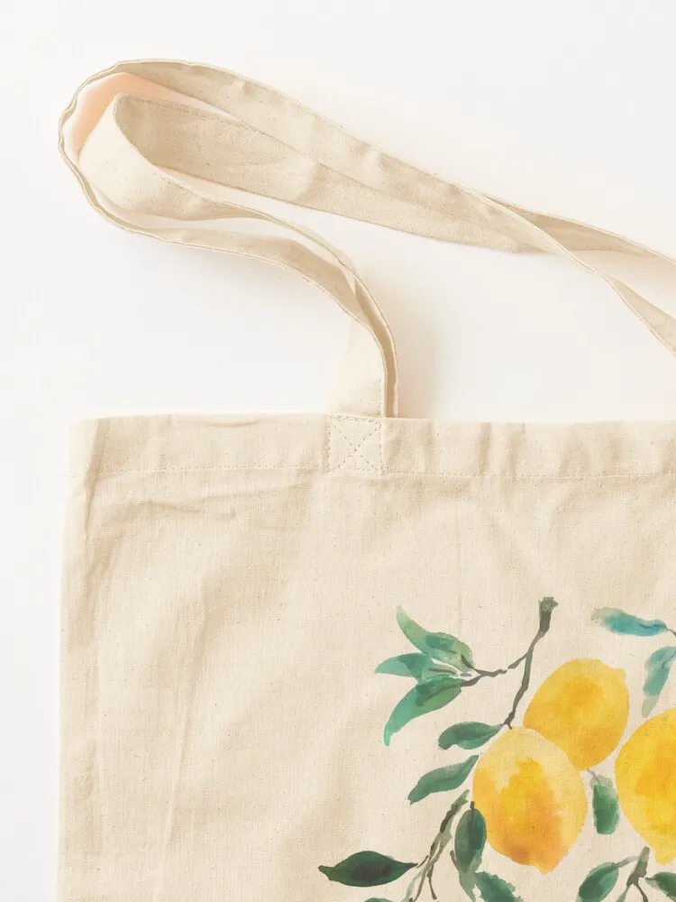 Yellow Lemon Watercolor Tote Bag Reuseable Canvas Fashion Shopping Grocery School Femal Gril Women Personal