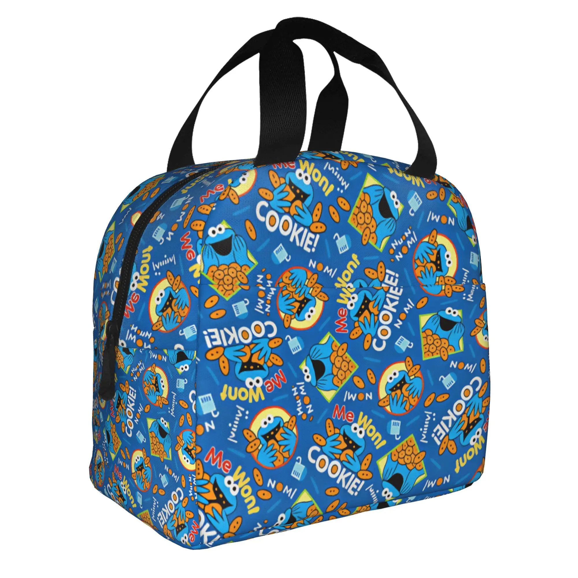 Insulated Lunch Bag for S-Sesames Women S-Streets Resuable Cookie Monster Cooler Thermal Lunch Tote School