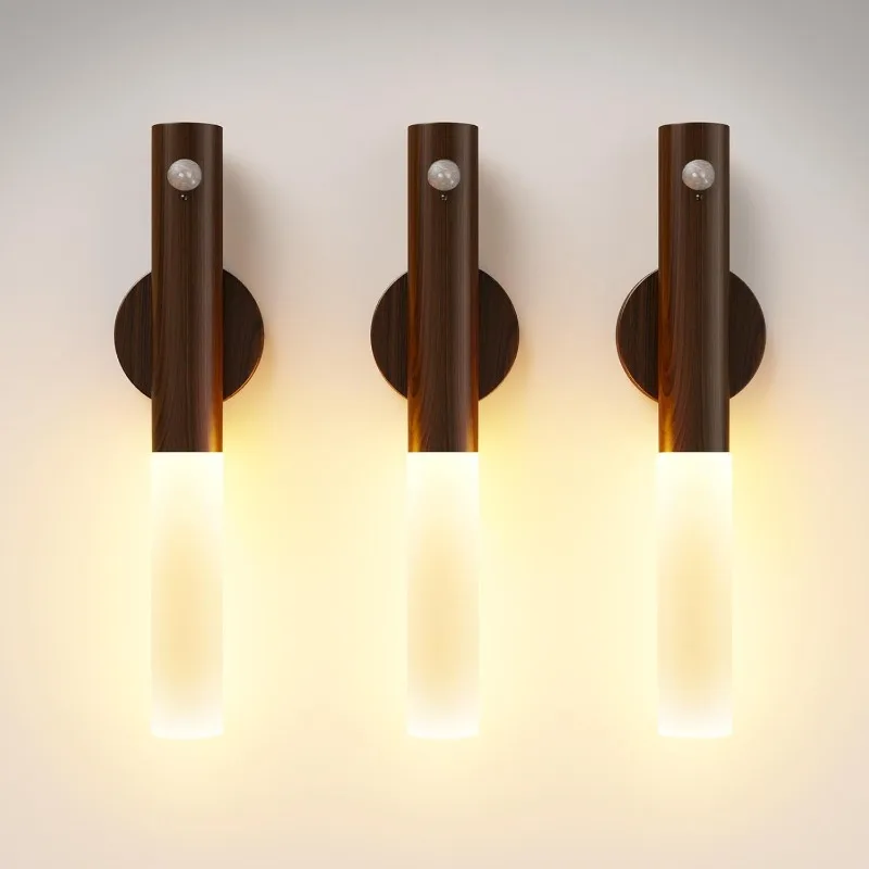 

Ночник с датчиком движения, магнитный настенный светильник, перезаряжаемый через USB светодиодный светильник для внутреннего настенного светильника, светильник для гардероба, коридора, лестницы