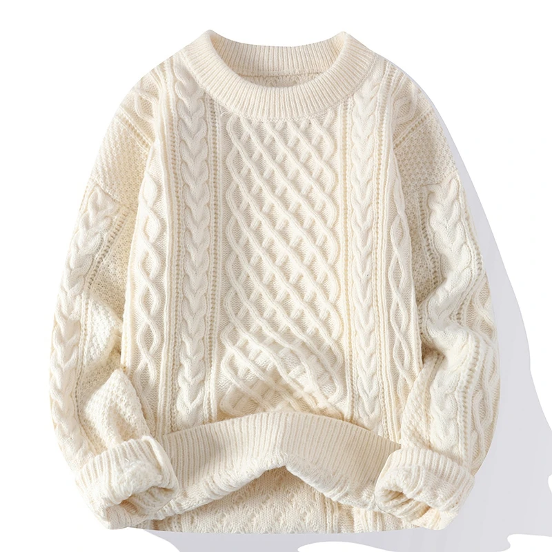 Pull vintage à col rond pour hommes, pulls rétro pour hommes, document solide, automne, hiver