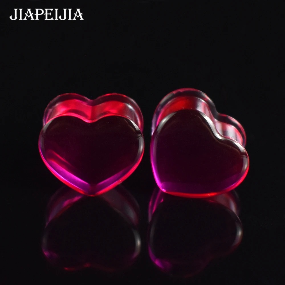 6-30mm Colored Heart-shaped Acrylic Ear Gauge Tunnels Plugs Ear Expander Stretcher Body Jewelry