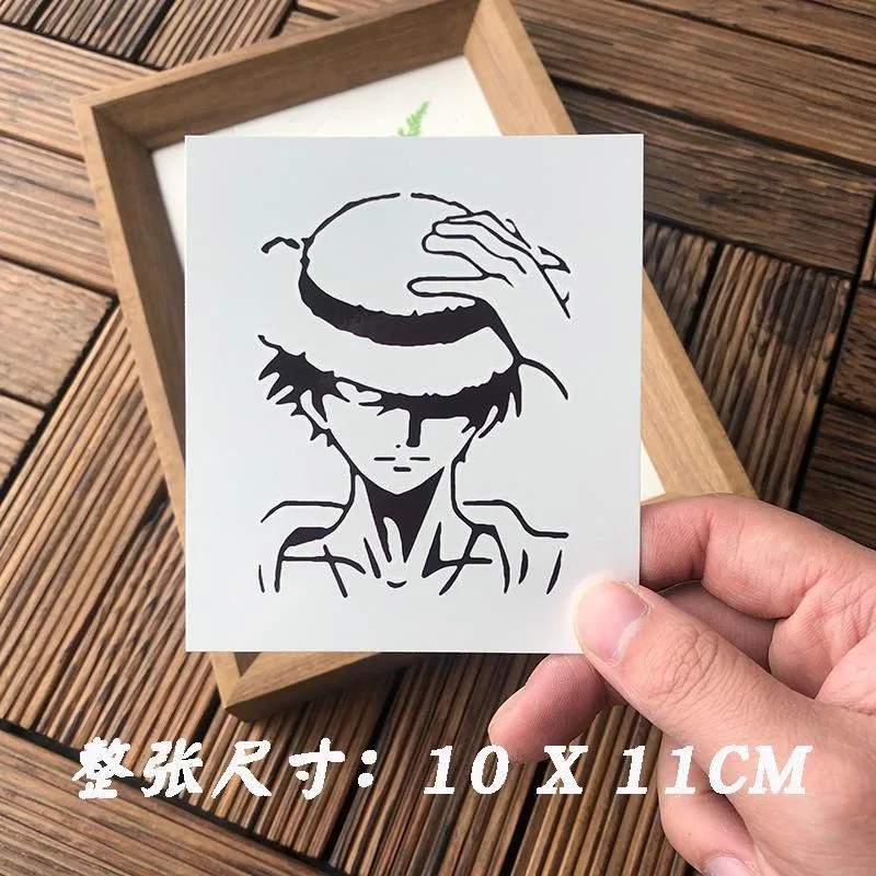 One Piece Straw Hat Luffy Tattoo Patch Dark Waterproof Durable Female Male Trendy Cool Black and White Simulation Tattoo on Arm