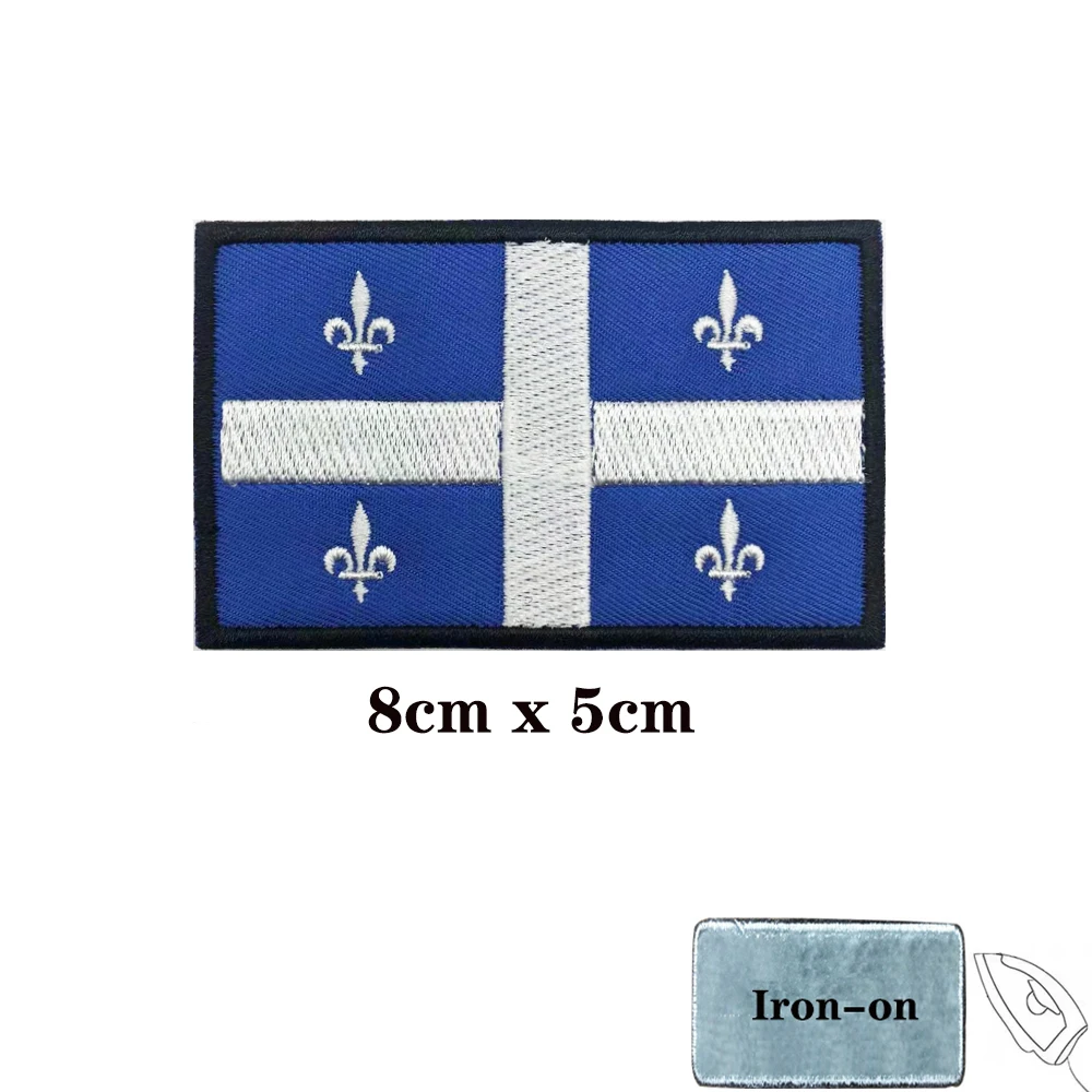 Fleurs lis Quebec Flag Patches Armband Embroidered Patch Hook & Loop Iron On Embroidery  Badge Military Stripe