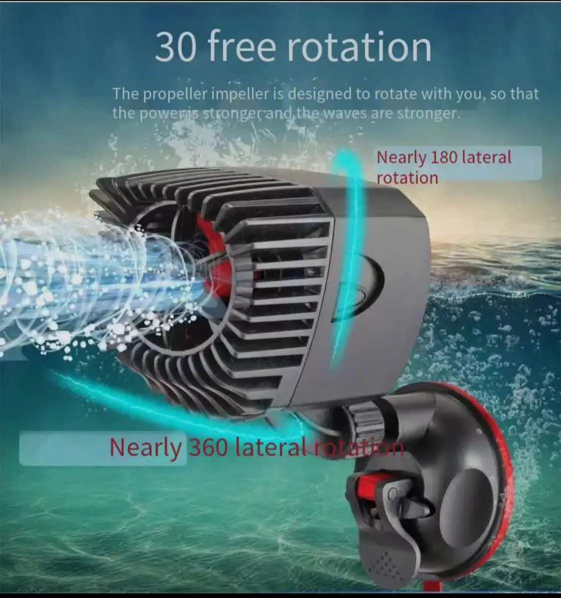 Fish tank surf pump ultra-quiet blowing pump suction cup fixed flow pump 360°C rotating aquarium accessories 220V50Hz 6W 12W 20W