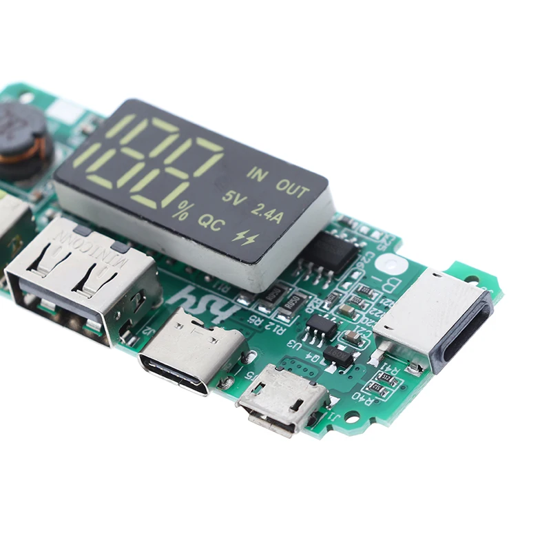 5V 2.4A 18650 Charger Power Bank Charging Board LED Dual USB Micro Type-C Mobile Power Charging Board USB Circuit Protection