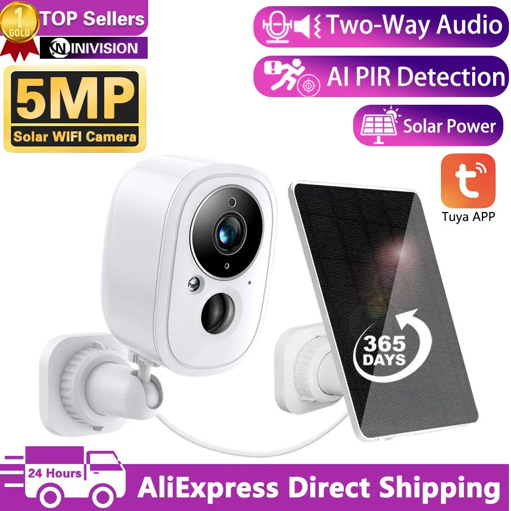 

WiFi Solar Camera HD 5MP PIR Human Detection Night Vision Outdoor Security IP Camera With 5200mAh Rechargeable Battery Camera