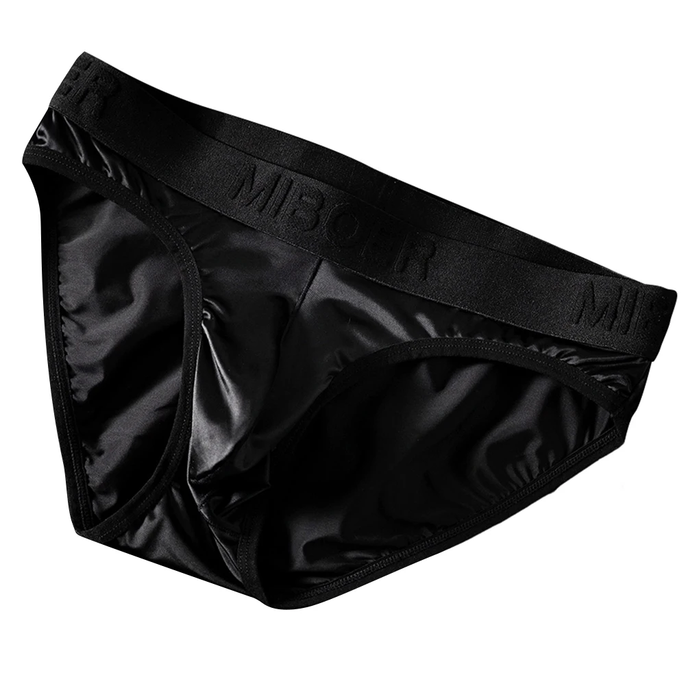Mens Briefs Ice Silk Satin-like Briefs Men's Underwear Bulge Pouch Smooth Solid Underpants Soft Very Hot Lingerie Men's Clothing