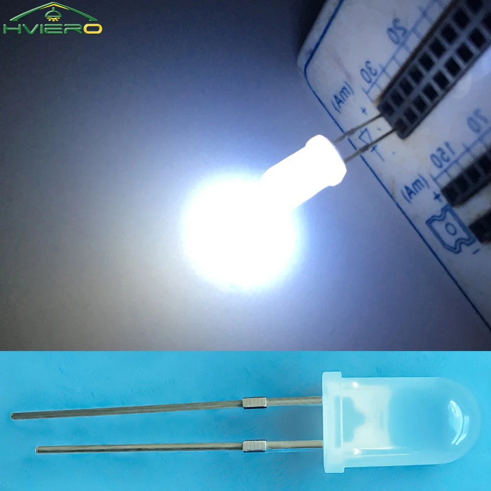 

500/1000X Decorate Lights Round Diffused Diode Lamp Beads 5mm Water Clear White Red Green Blue Warmwhite 1.8-3.4V Light-emitting