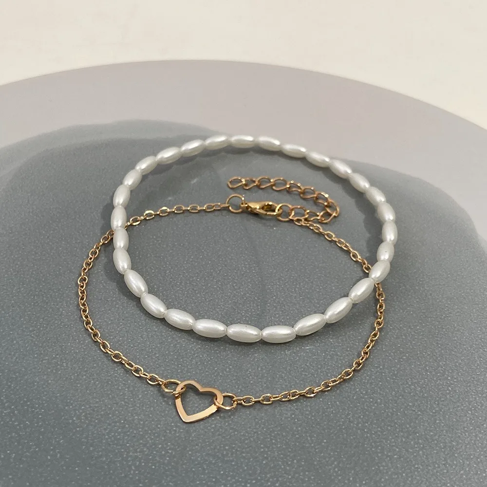 2 layer Minar Elegant Baroque Freshwater Pearl Charm Bracelets for Women Gold Plated Stainless Steel Figaro Chain Beaded Bracele