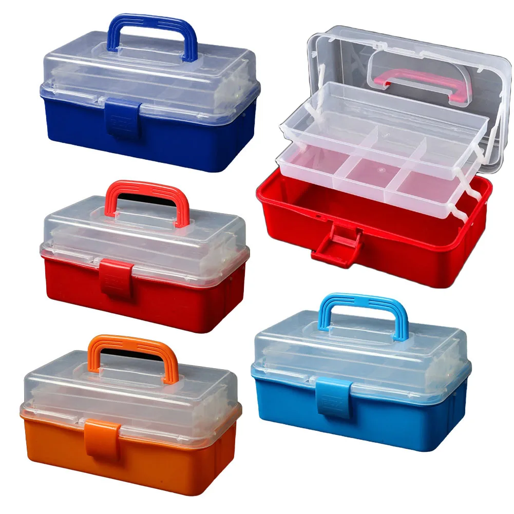 Cantilever Storage Fishing Tackle Box Practical Carrying Transparent Finish 3 Layers Design Adjustable Sections