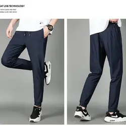 2024 new men's summer golf pants, high quality ice silk stretch golf pants, fashion slim-fit quick drying golf pants black 5XL