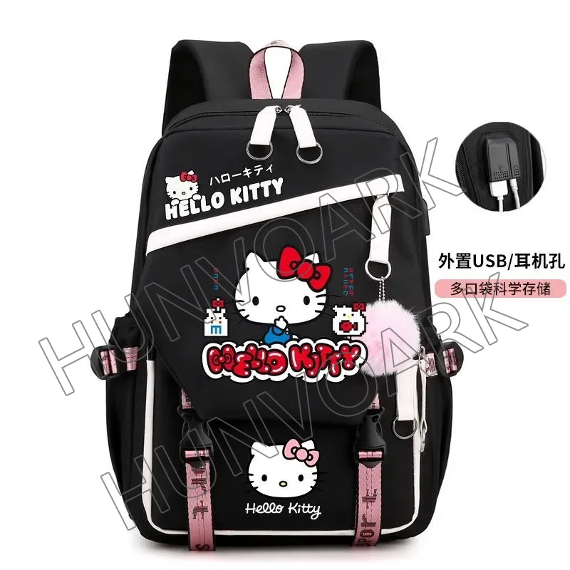 Kawaii Hello Kitty Backpack for Girls School Bags Portability Teens College Student Large Travel Shoulder Bag Mochilas Escolares