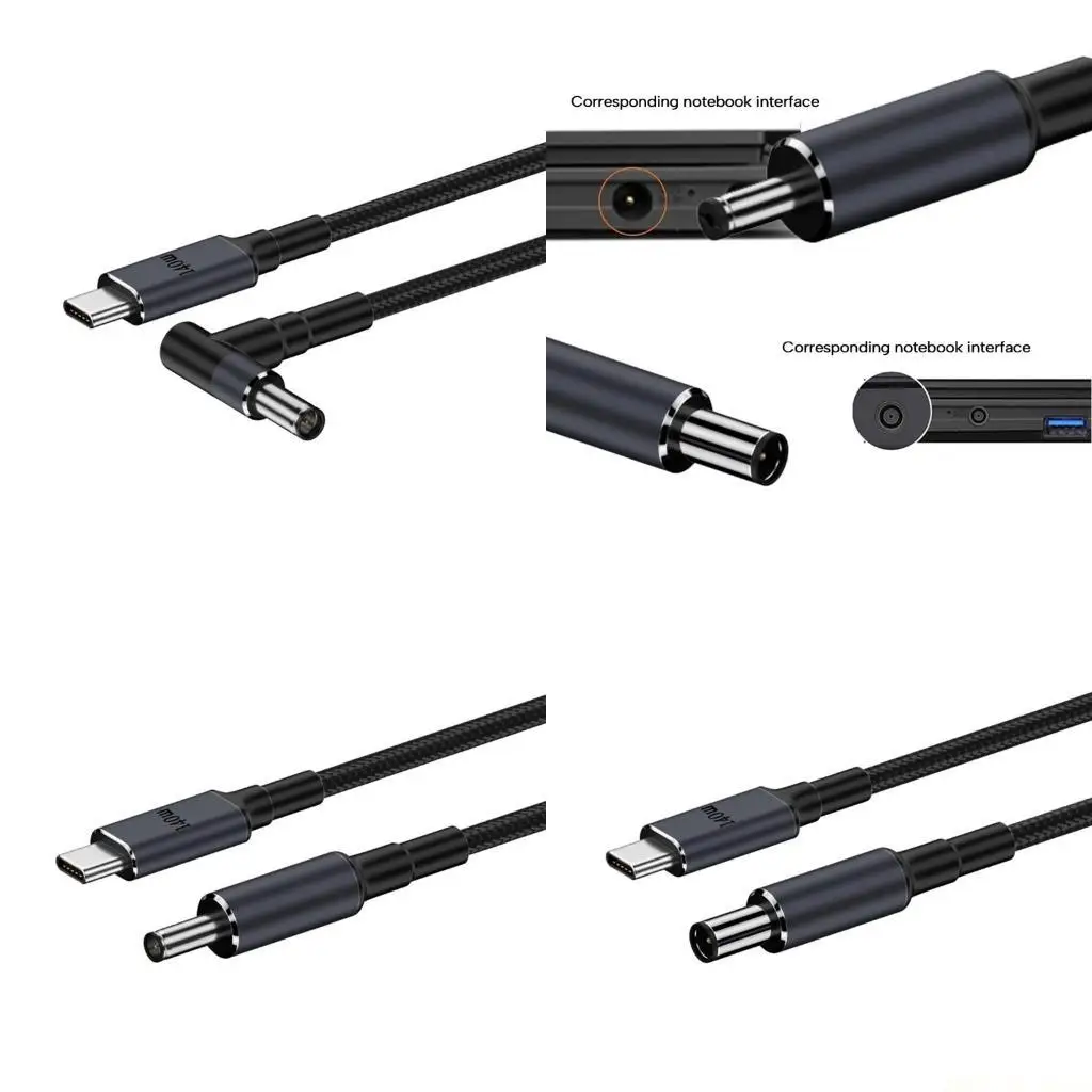 M5TD 140W PD USB Type C Male to DC5.5x2.5mm/5.5x2.1mm/4.5x3.0mm/6.0x3.7mm/7.4x5.0mm Power Charging Cable for Laptop Notebook